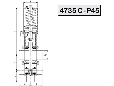Схема седельного клапана передвижного пневматического (4735 C - P45)